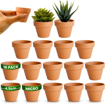 Terracotta Plant Pots 4.5cm Mini Clay Pots 16 Pack for Succulents, Flowers, Candle Making & Decor