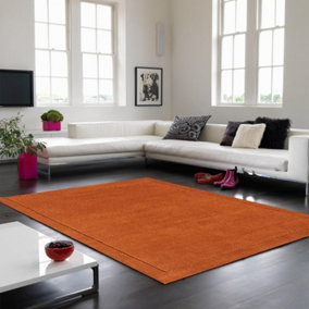 Terracotta Simple and Stylish Wool Plain Handmade Modern Rug for Living Room and Bedroom-120cm X 170cm
