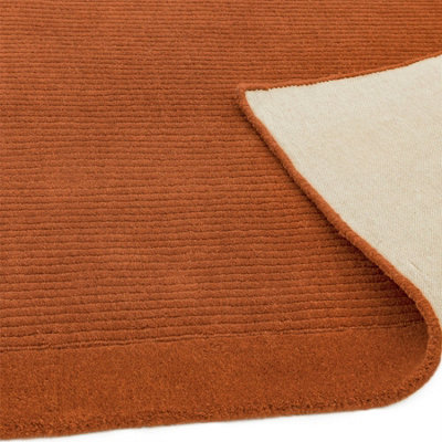 Terracotta Simple and Stylish Wool Plain Handmade Modern Rug for Living ...