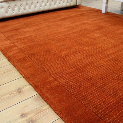 Terracotta Simple and Stylish Wool Plain Handmade Modern Rug for Living ...
