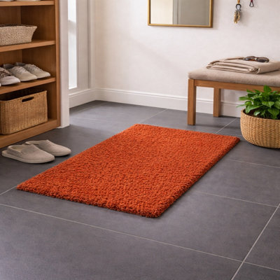 Terracotta Small Shaggy Rug Super Soft Texture 5cm Thick Pile Carpet ...