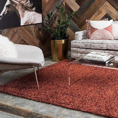 Terracotta Thick Shaggy Rug - California - 60x110cm (2'x3'7