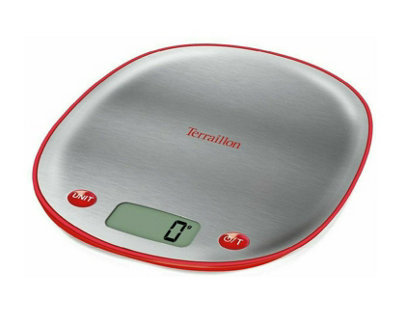 Terraillon Macaron Inox - 5kg stainless steel kitchen scale - Red base