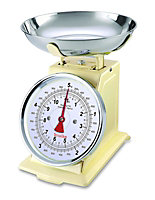 Terraillon Mechanical Kitchen Scales Vintage Retro Food Scales with Large Metal Bowl & Dial up-to 5 KG - Cream