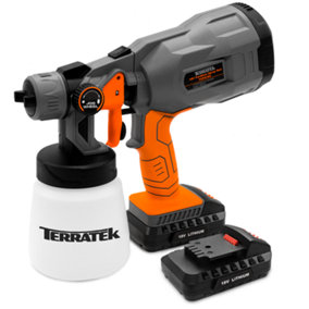 Terratek 18V Cordless Electric HVLP Fence Paint Sprayer Comes Complete with 2 Batteries and 1 Charger