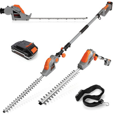 Terratek Cordless Hedge Trimmer 20V Li-Ion Long Reach Telescopic