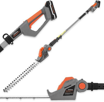 Terratek Cordless Hedge Trimmer 20V Li Ion Long Reach Telescopic Garden Hedge Cutter