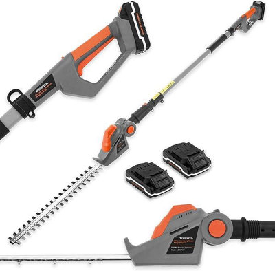Terratek Cordless Hedge Trimmer 20V Long Reach Hedge Cutter with 2 Li Ion Batteries Charger