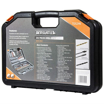 Terratek Drill Bit Multi Tool Set 246pc Multi-Purpose Screwdriver Bits & Carry Case