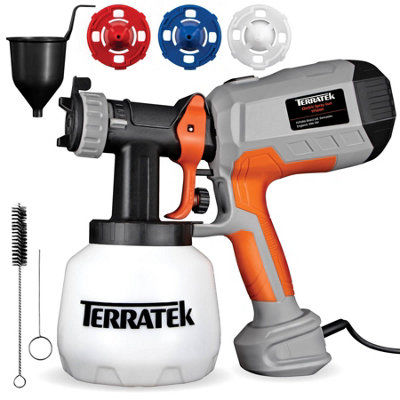 Terratek Electric Paint Sprayer 600W, HVLP Hand Held Fence Spray Gun 1200ml Container