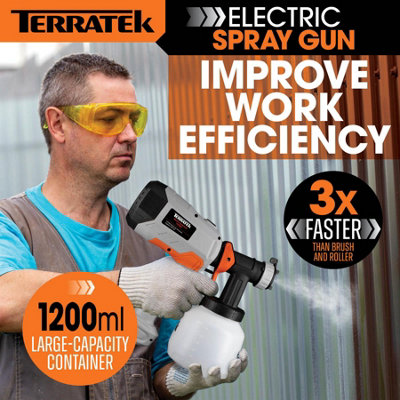 Terratek Electric Paint Sprayer 600W, HVLP Hand Held Fence Spray Gun ...