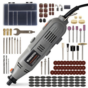 Terratek Rotary Tool Kit 135W&  Accessory Set Variable Speed 8000-33000rpm Ideal for DIY Woodwork & Hobby Craft Dremel Compatible