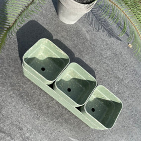 Terrazzo Sage Green Bamboo Trio Plant Pots and Tray