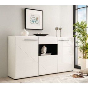 Terrento White and Black Tall Sideboard
