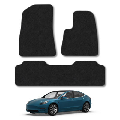 Tesla Model S 2014+ Tailored Rubber Car Mats – 4-Piece Set, Black, Choose Your Edging 4 thumbnail image