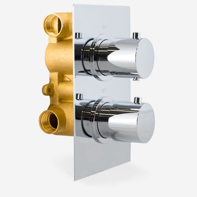 Teslie Round Concealed Thermostatic Shower Mixer Set - Shower Head & Handset - 6