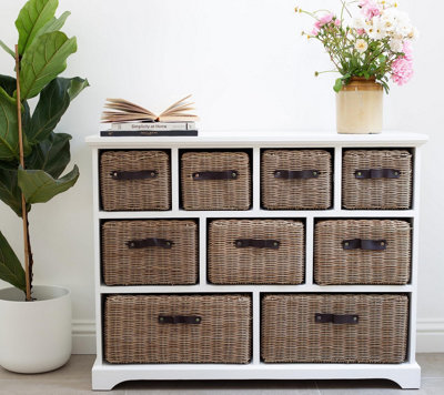 Tetbury 9 Drawer Storage Unit- White with Neutral Extra-Strong Baskets