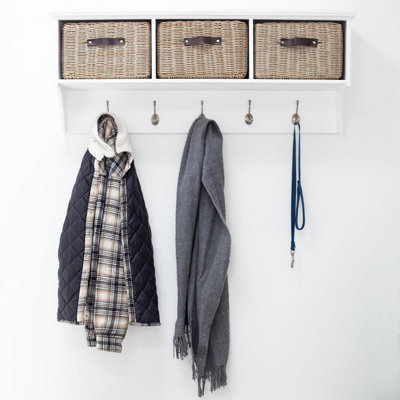 Tetbury Hallway Hanging Shelf with Storage Baskets - White
