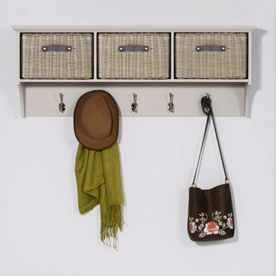 Tetbury Large Hanging Shelf with Storage Baskets - Truffle