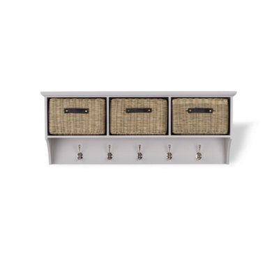 Tetbury Large Hanging Shelf with Storage Baskets - Truffle