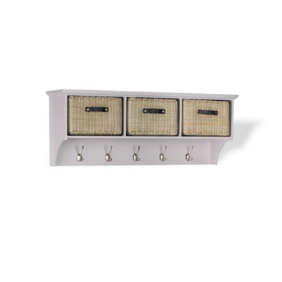 Tetbury Large Hanging Shelf with Storage Baskets - Truffle