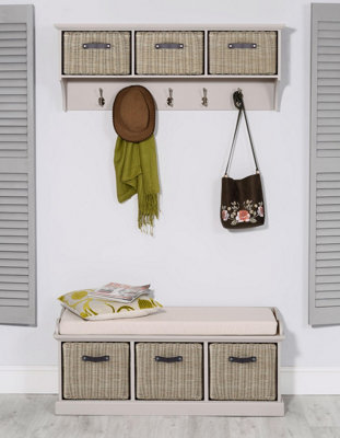 Tetbury Large Hanging Shelf with Storage Baskets - Truffle