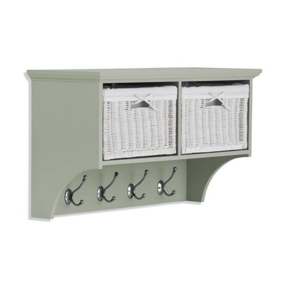 Tetbury Small Hallway Coat Rack with Storage - Sage Green