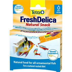 Tetra Fish Food Fresh Delica Brine Shrimp 48g, Gel Food Treats for Healthy Feeding Fun for all Onamental Fish