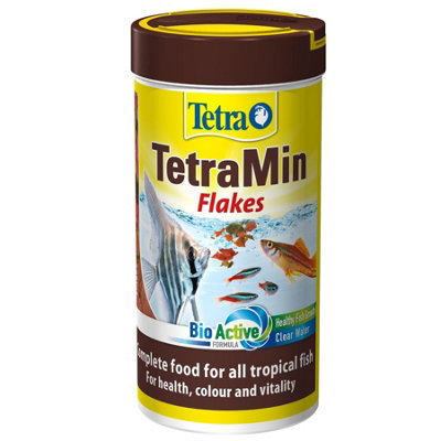 Tetra Min Fish Food Flakes, Complete and Varied Food for All Tropical Fish, 250 ml/52 g