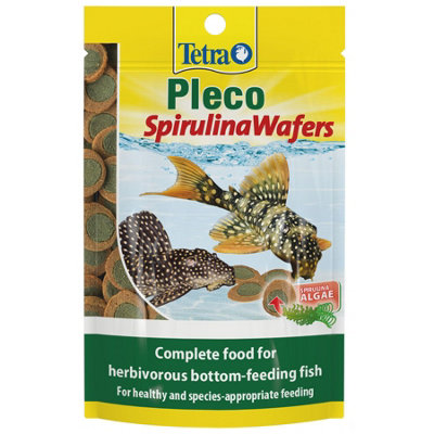 Tetra Pleco Fish Food Spirulina Wafers 42g, 100% Vegetable Premium Fish Food for Bottom Feeding Fish