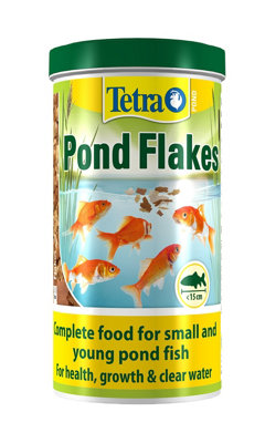 Tetra Pond Flakes, Complete Fish Food for Small and Young Pond Fish, 1 Litre