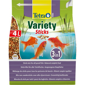Tetra Pond Variety, Mix of Three Different Food Sticks for All Pond Fish, 4 Litre