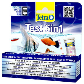 Tetra Test 6-in-1 Strips Aquarium to Test 6 Essential Water Quality Parameters in Less Than 60 Seconds, Pack of 25