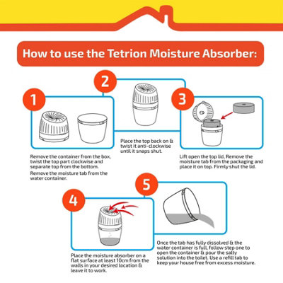 Tetrion Dehumidifier Car Home Moisture Absorber Trap Damp Improved Airflow x4 - 6