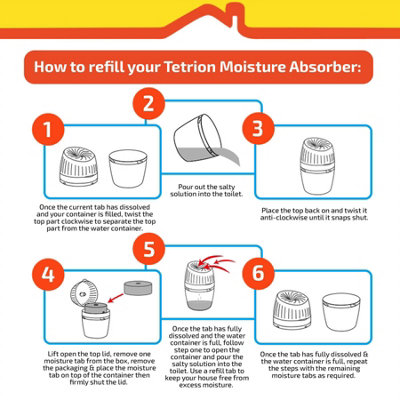 Tetrion Dehumidifier Car Home Moisture Absorber Trap Damp Refil x6 - 6
