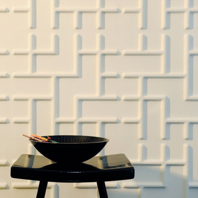 Tetris Design 3D Wall Panels Off White - 12 Boards 50x50cm Wall Panels ...