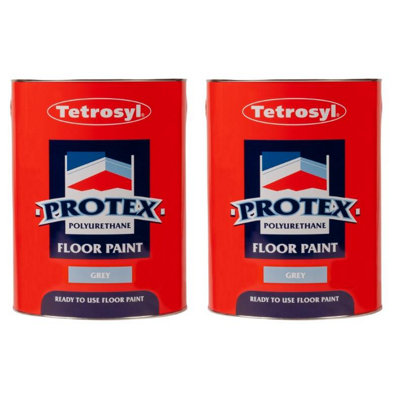 Tetrosyl Protex Heavy Duty Floor Paint Garage Workshop Shed 5 Litres Grey 5L x2