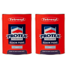 Tetrosyl Protex Heavy Duty Floor Paint Garage Workshop Shed 5 Litres Grey 5L x2