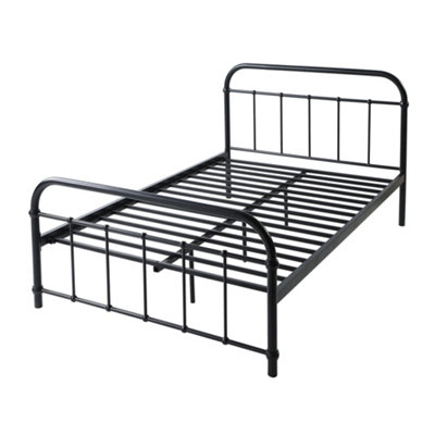 Black metal hospital shop bed frame double