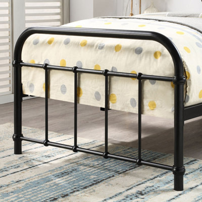 Tewin Vintage Hospital Style Black Single Metal Bed Frame With Guest Trundle Bed