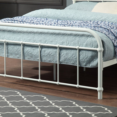 Tewin Vintage Hospital Style White Double Metal Bed Frame