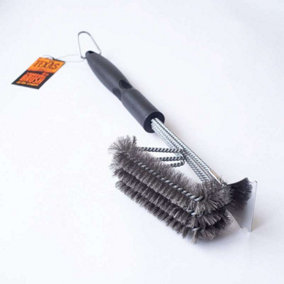 Texas Club 44cm Stainless Steel Grill Brush with Scraper - Durable and Comfortable, Ideal for Grill Cleaning
