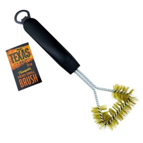 Texas Club Grill Grate Cleaning Brush 30 cm with Drink Opener - Keep Your Grill Spotless.
