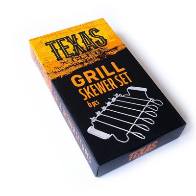 Texas Club Grill Skewers Set - 6 Stainless Steel Skewers with Rack for Convenient and Even Grilling - 3