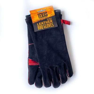 Texas Club Leather Heat-Resistant Barbecue Gloves - Set of 2 - Grilling Accessories
