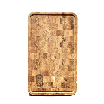 Texas Club Oak Chopping Board 40cm - Handmade End-Grain Cutting Board for Slicing, Chopping, and Serving