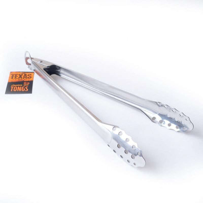 Texas Club Stainless Steel Tongs - 40cm  Durable Grill Accessories for Flipping Meat, Vegetables, and Seafood