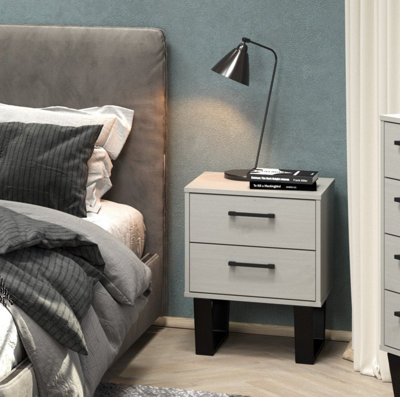 Texas Grey 2 drawer bedside cabinet