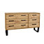 Texas Pine 3+3 drawer wide chest of drawers