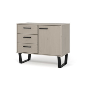 Texas Pine Grey Small Sideboard with 1 door and 3 drawers